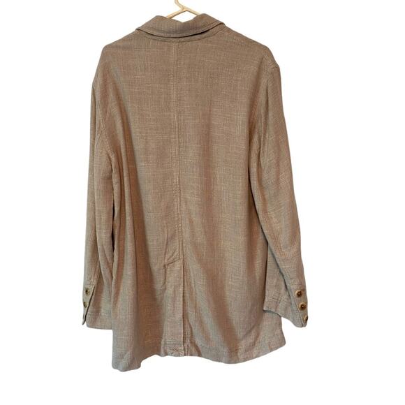 Free People Crosby Tan Marzipan Linen Blend Menswear Blazer NWTs small - Picture 5 of 9
